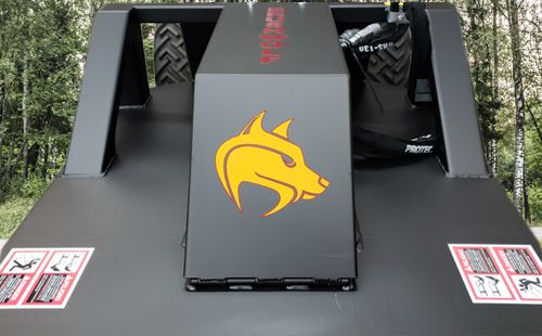 Brush Wolf L4201 L4801 mini skid steer brush cutter motor cover with Alpha logo and reinforced steel housing