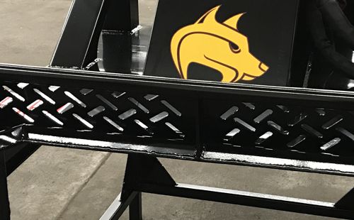 Brush Wolf L4201 L4801 mini skid steer brush cutter push bar with heavy duty steel guard and debris protection design