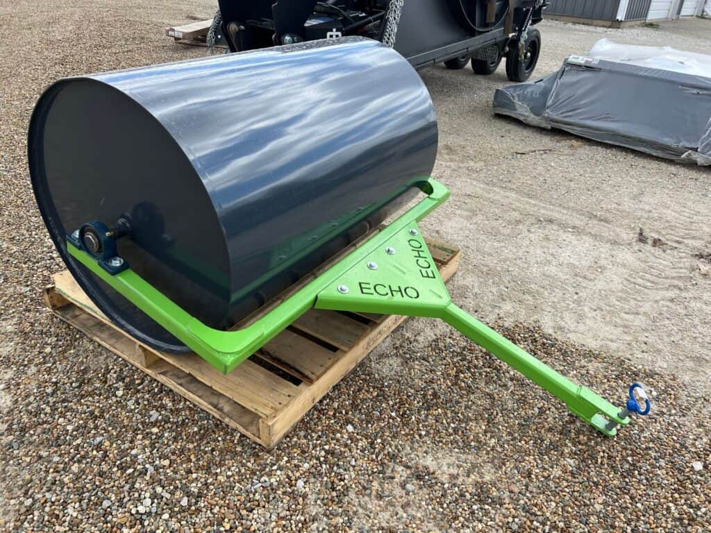ECHO LR commercial lawn roller right side view showing full drum and frame design for even ground compaction