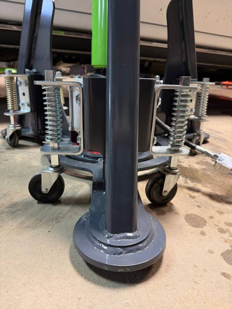 ECHO pneumatic jack spring loaded wheel base showing mobility and stability for positioning under equipment