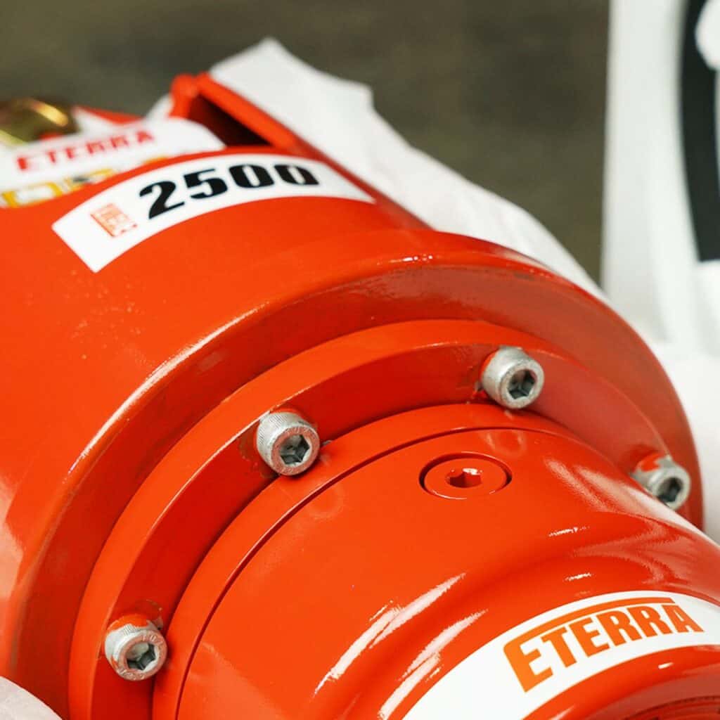 Eterra 2500 skid steer auger drive motor close up for post hole drilling