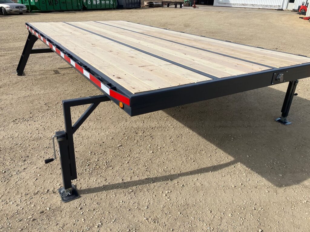 Custom semi tractor removable flatbed built for tender truck conversion