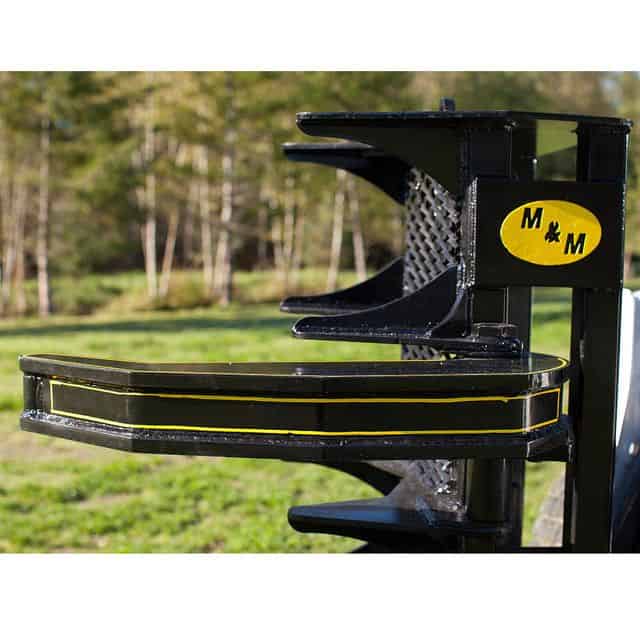 Side profile of M&M Hydra Clip 16 inch skid steer tree shear grapple attachment