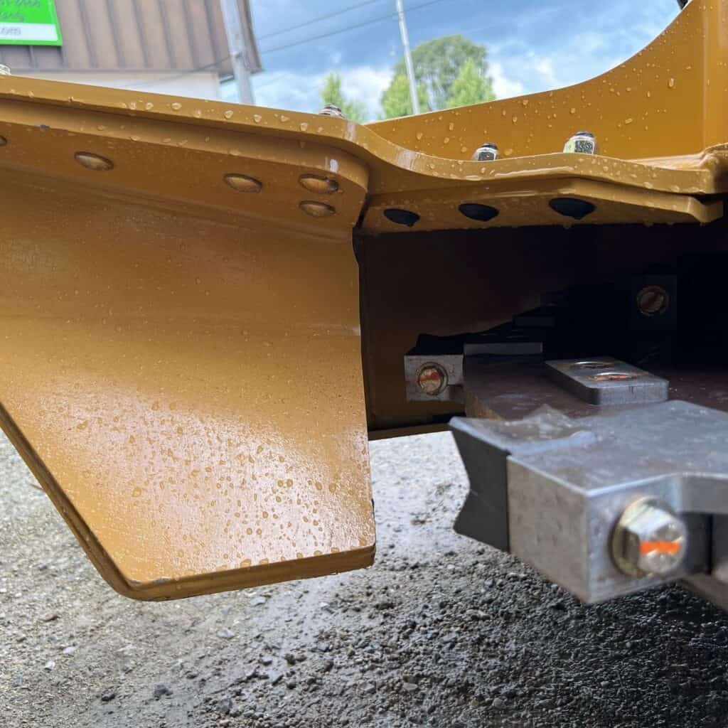 Close up of reinforced steel deck underside on Diamond Mowers SK skid steer disc mulcher attachment