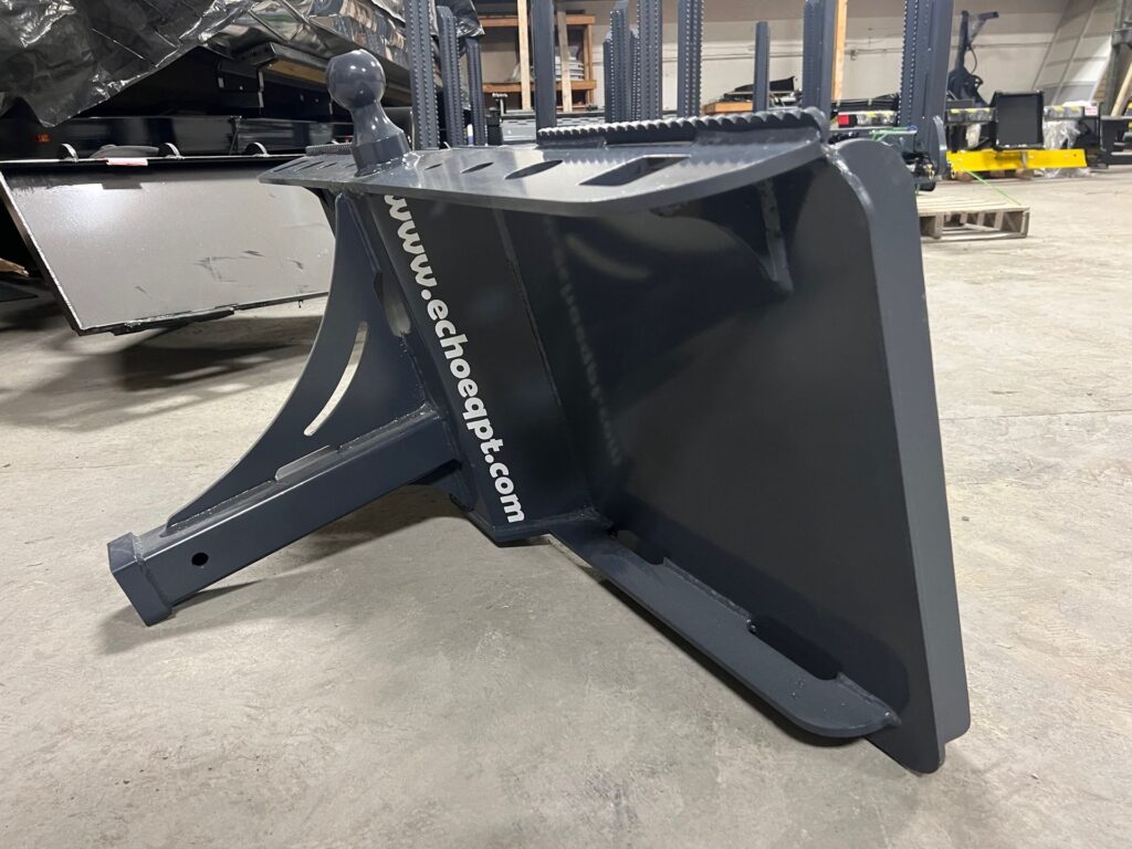 ECHO skid steer trailer mover attachment with reinforced frame and quick attach mount