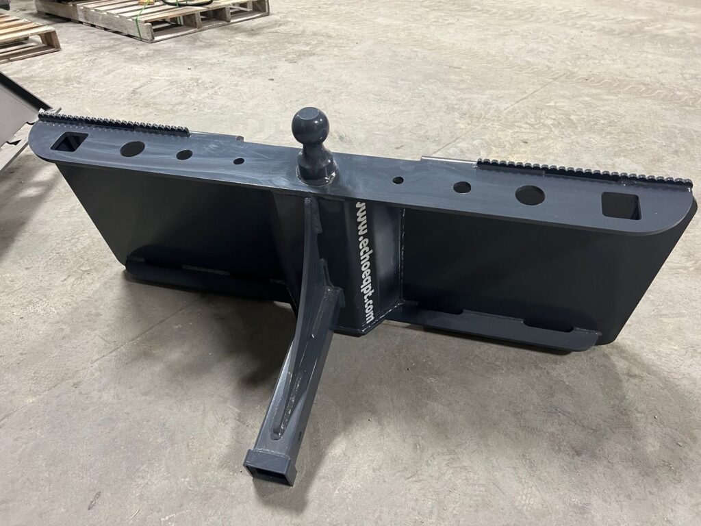 ECHO skid steer trailer mover attachment with adjustable hitch ball mount