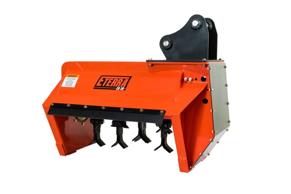 Eterra EX30 excavator forestry mulcher attachment with flail teeth for land clearing and vegetation control