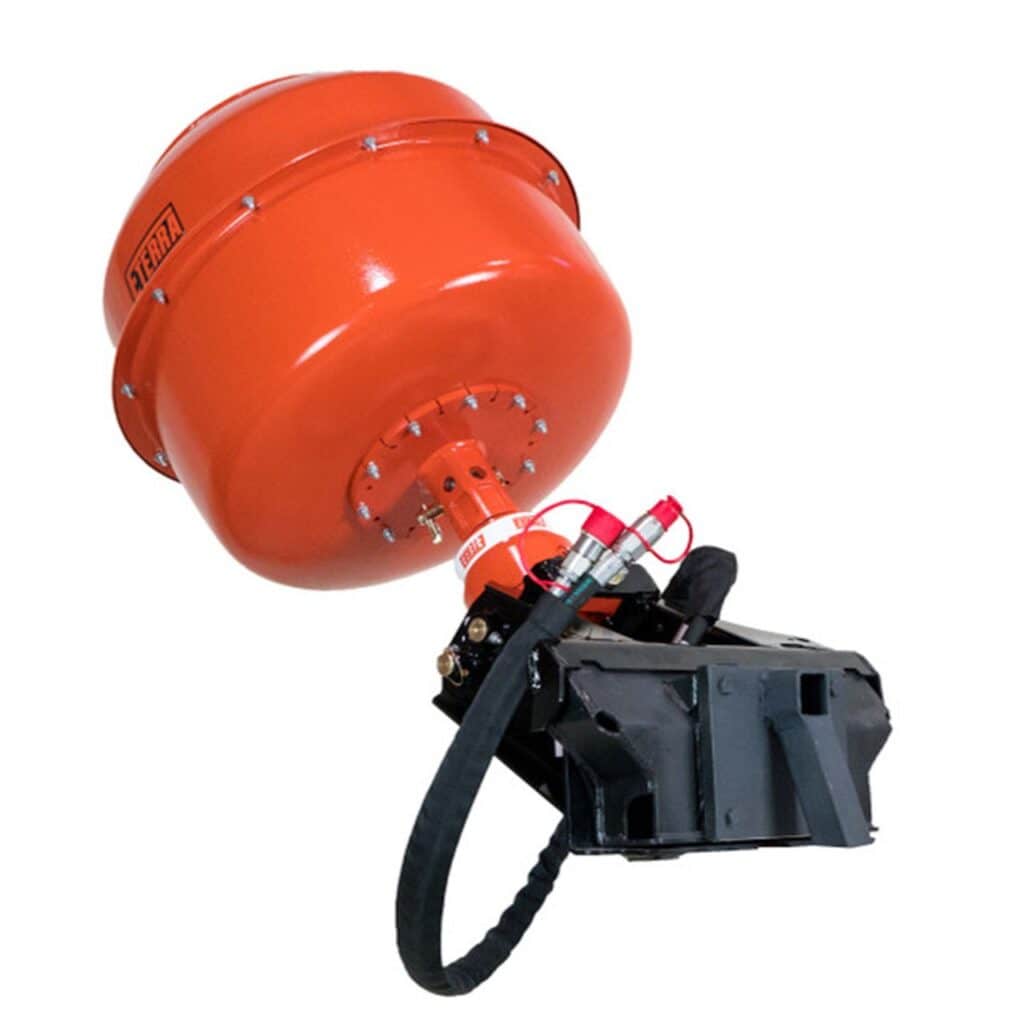 Eterra mini skid steer concrete mixer bowl attachment for mixing concrete on job sites