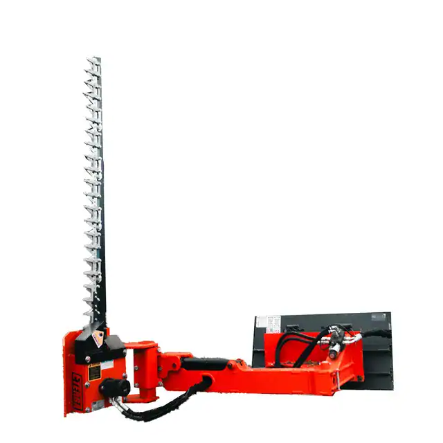 Eterra mini skid steer sickle bar mower vertical bar view showing full cutting length and blade spacing