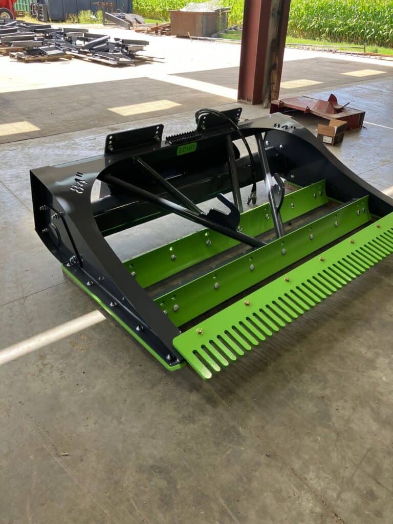 Top view grading frame and blade assembly on ECHO PG3 skid steer power grader