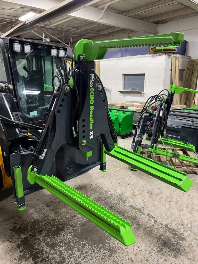 Heavy duty skid steer tire grabber attachment for installing combine tires