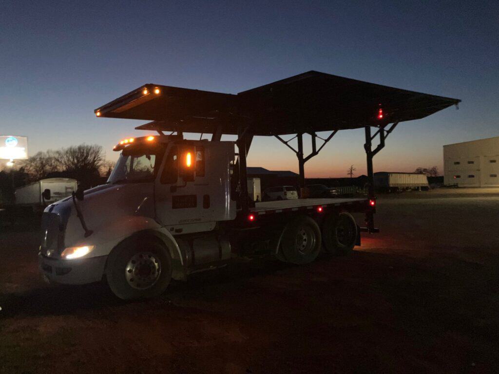 ECHO SS Drone Skid mounted on semi truck with elevated platform and lighting for drone operations