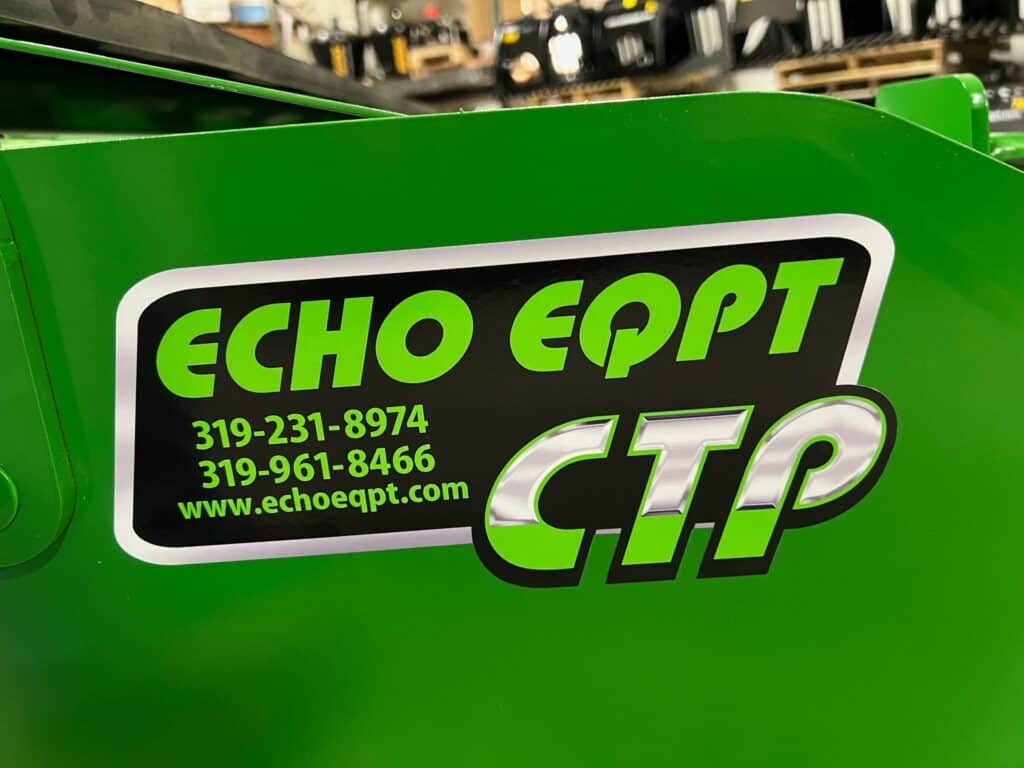 Echo Equipment CTP compact tractor pusher attachment branding decal