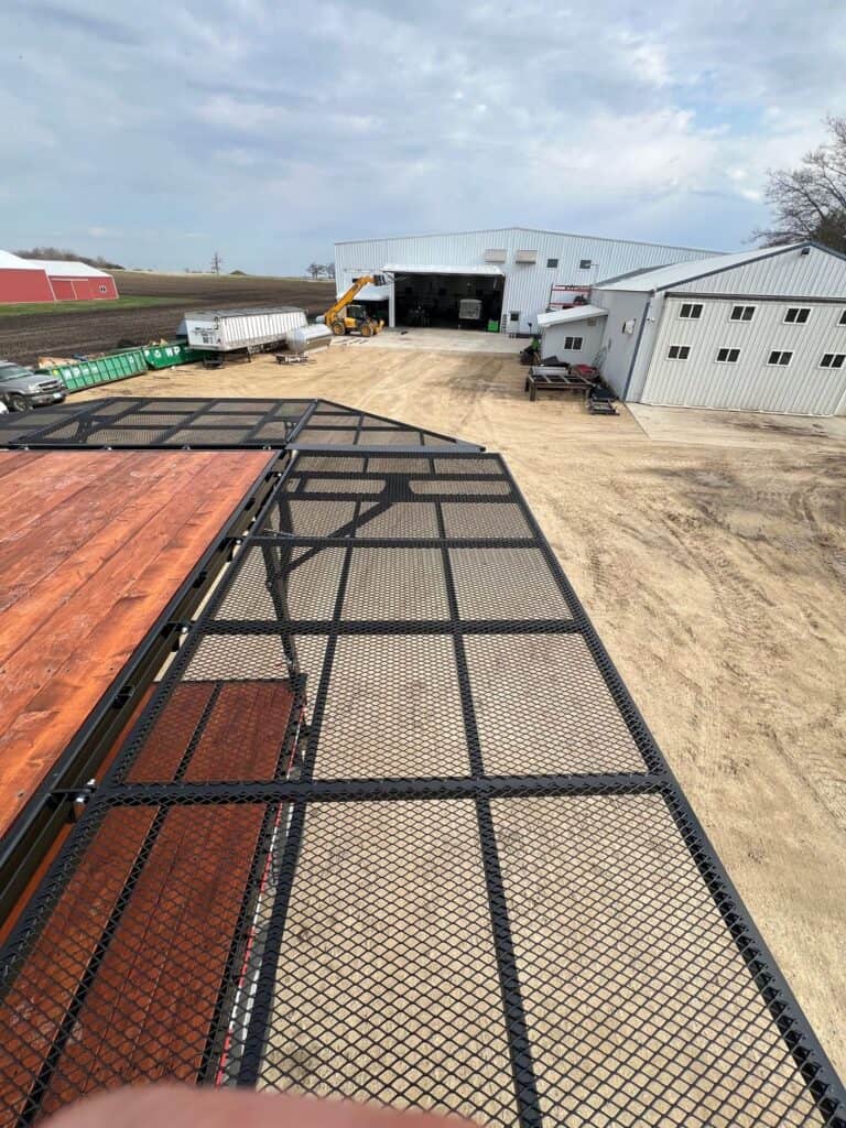ECHO SS Drone Skid platform deck overlooking farm buildings and equipment yard