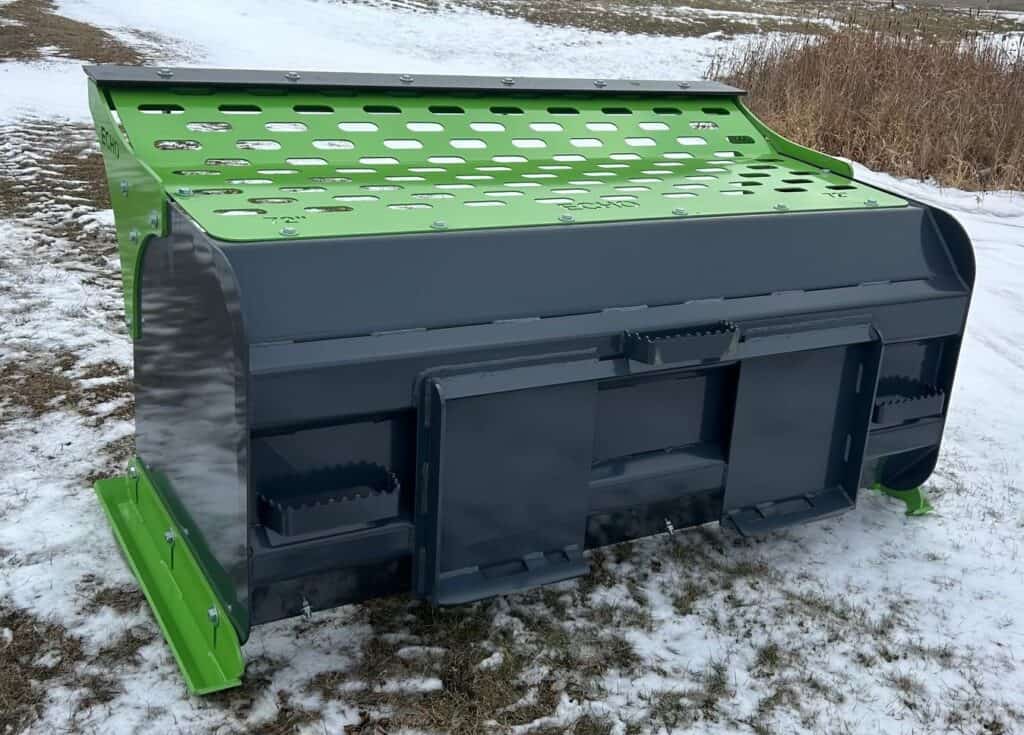 ECHO SSP skid steer snow pusher attachment with high capacity moldboard and reinforced side panels