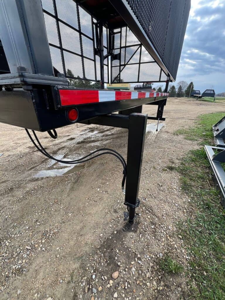 Rear view ECHO SS Drone Skid platform system mounted on flatbed semi trailer