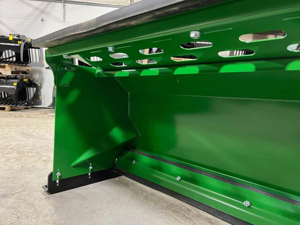 Echo Equipment CTP compact tractor pusher attachment interior view showing reinforced moldboard