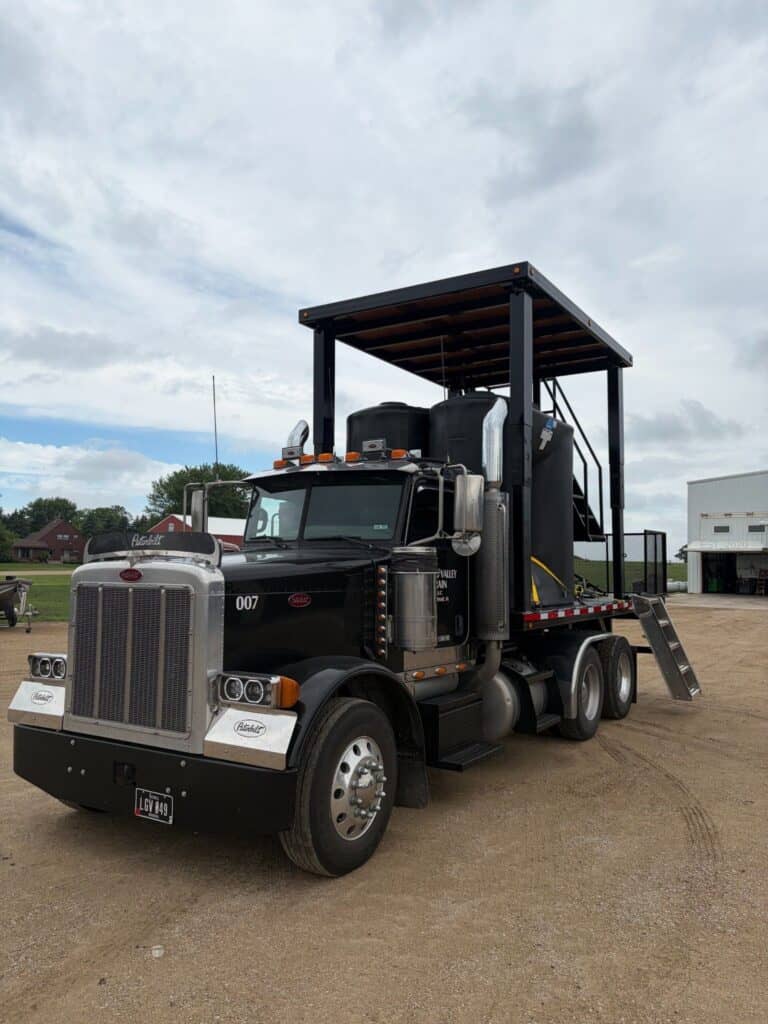 Front left truck view of SS Heli Skid removable semi tractor helicopter landing platform
