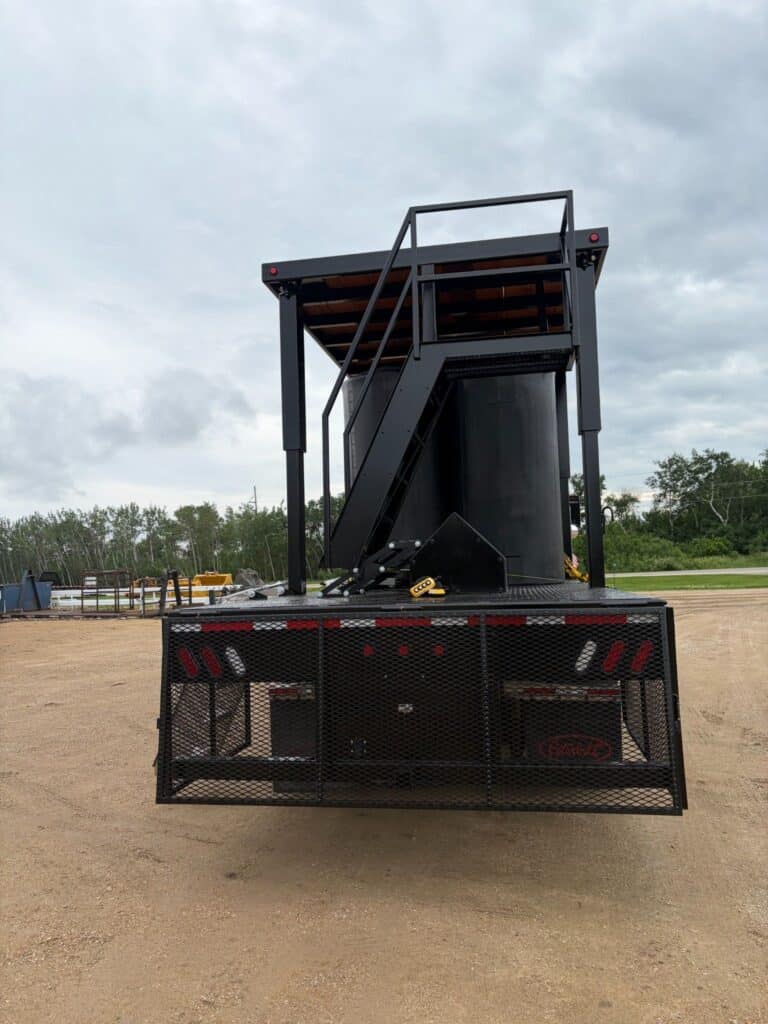 Rear straight view of SS Heli Skid elevated helicopter landing and fueling platform