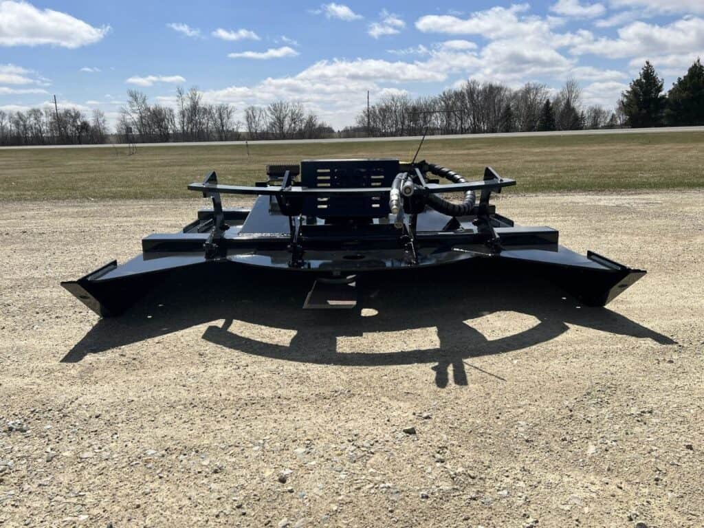 Front straight view of Stinger Twister F2 skid steer brush cutter attachment