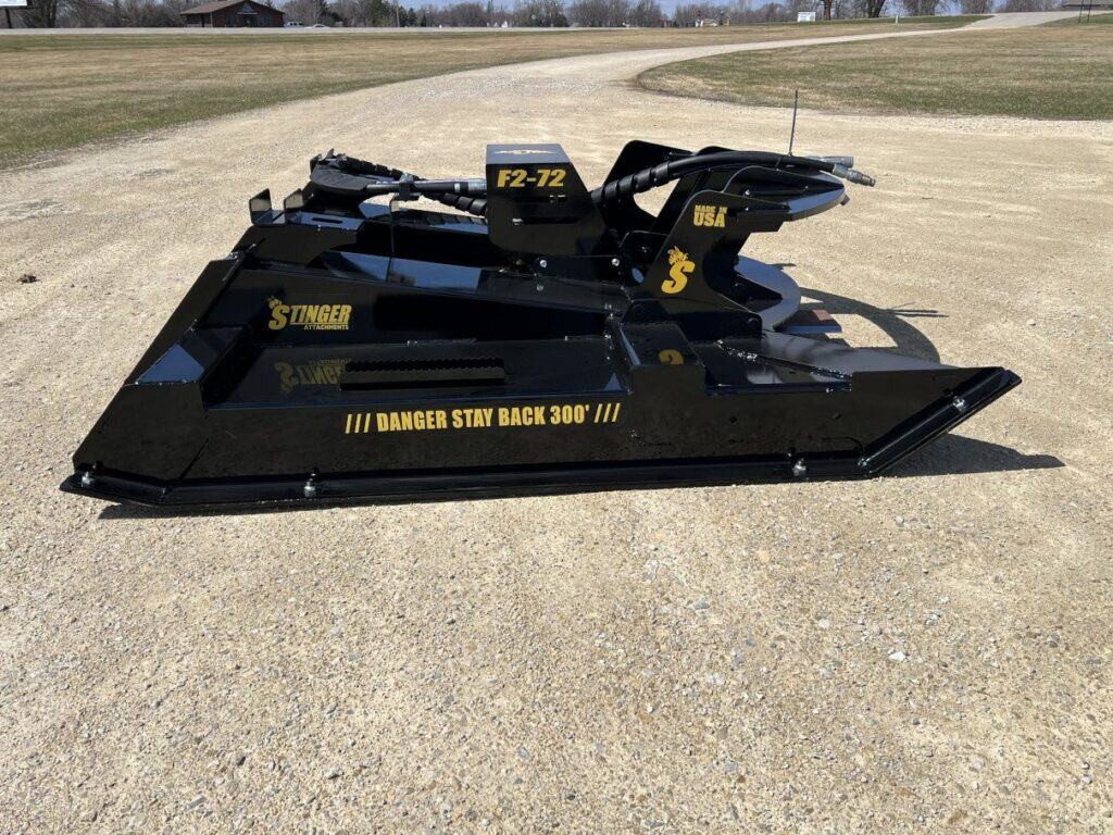 Right side profile of Stinger Twister F2 skid steer brush cutter attachment