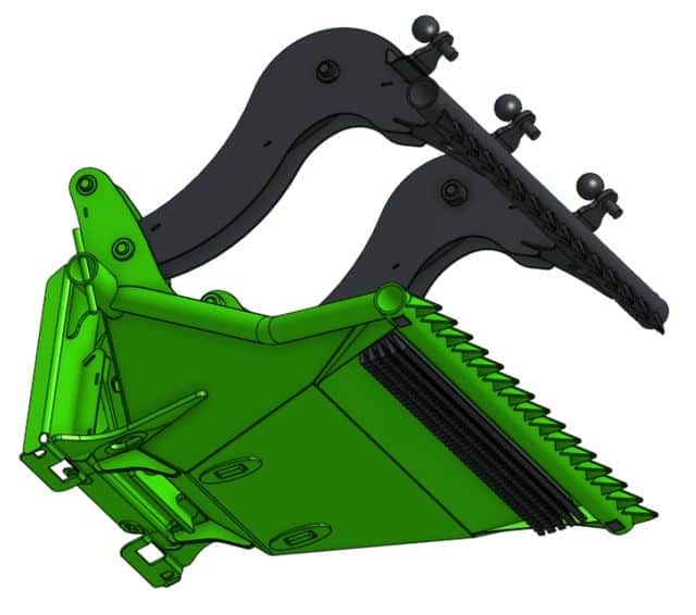 ARTEEGG GS60 Grass Saver Grapple CAD front view showing grapple jaws