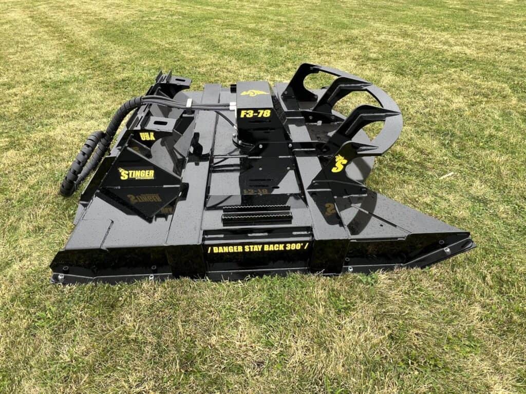 Stinger Twister F3 skid steer brush cutter top front angle product view