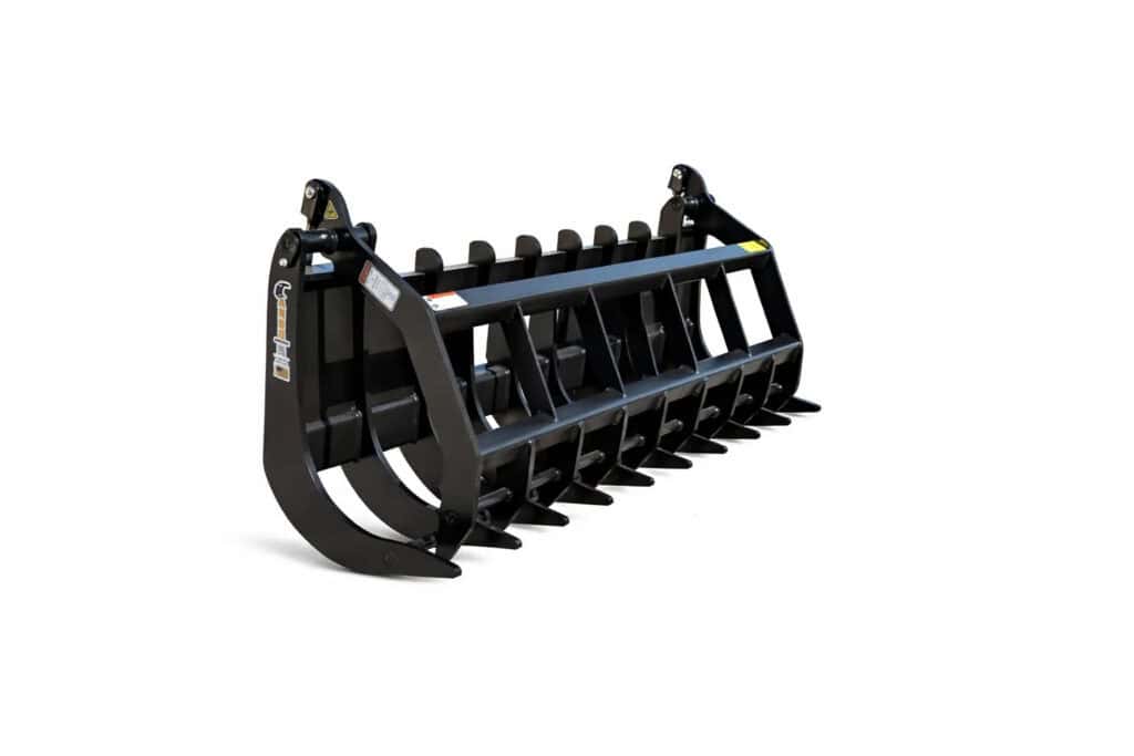 Front product view of the ANBO GR140HC heavy duty grapple rake showing wide opening, curved arms and lower rake tines