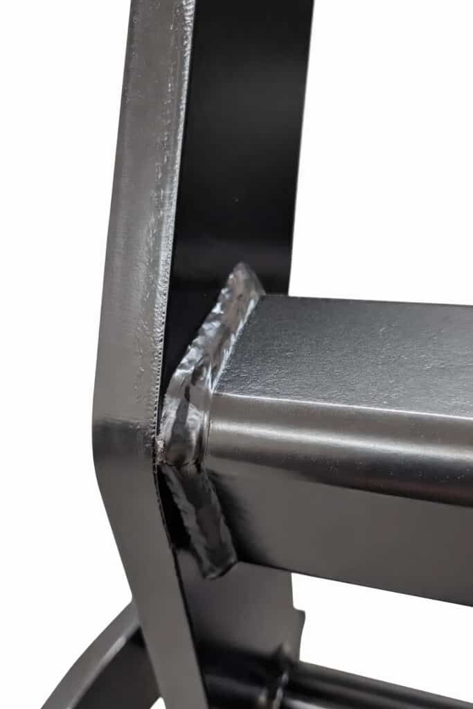 Close-up of reinforced steel frame construction and heavy welds on the ANBO GR140HC heavy duty grapple rake