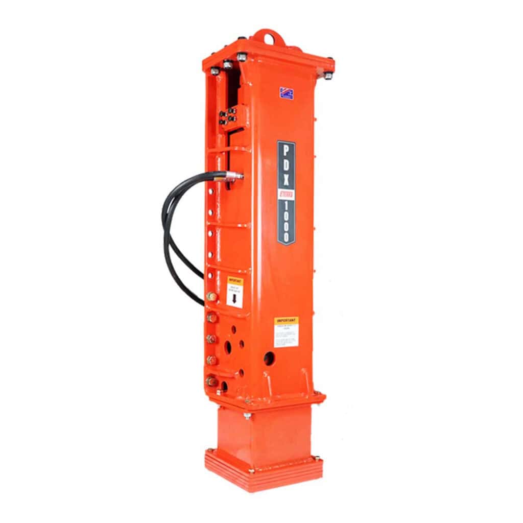 Eterra PDX-1000 hydraulic excavator post driver on a white background