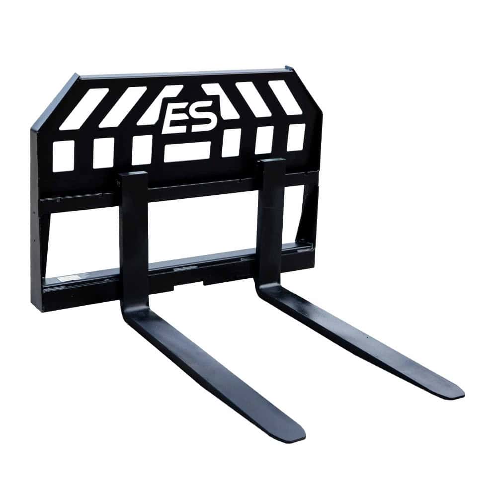 Express Steel heavy duty skid steer pallet forks product view showing reinforced backrest and adjustable fork tines