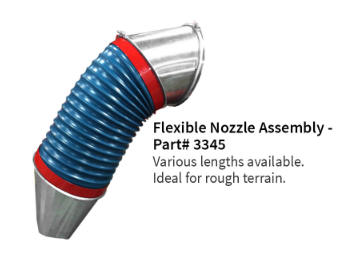 Buffalo Turbine flexible nozzle assembly part 3345 with corrugated hose and steel tip for Cyclone Hydraulic skid steer debris blowers