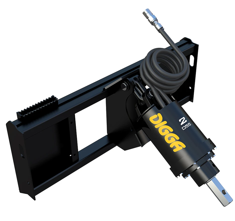 Digga 2DSS mini skid steer auger drive with mounting frame and hydraulic hose