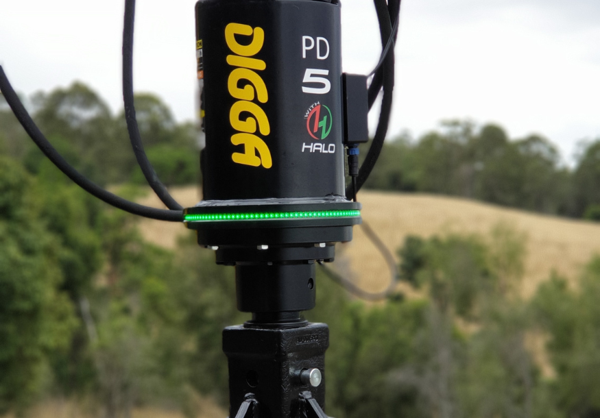 Digga auger drive HALO alignment system with green LED indicator ring
