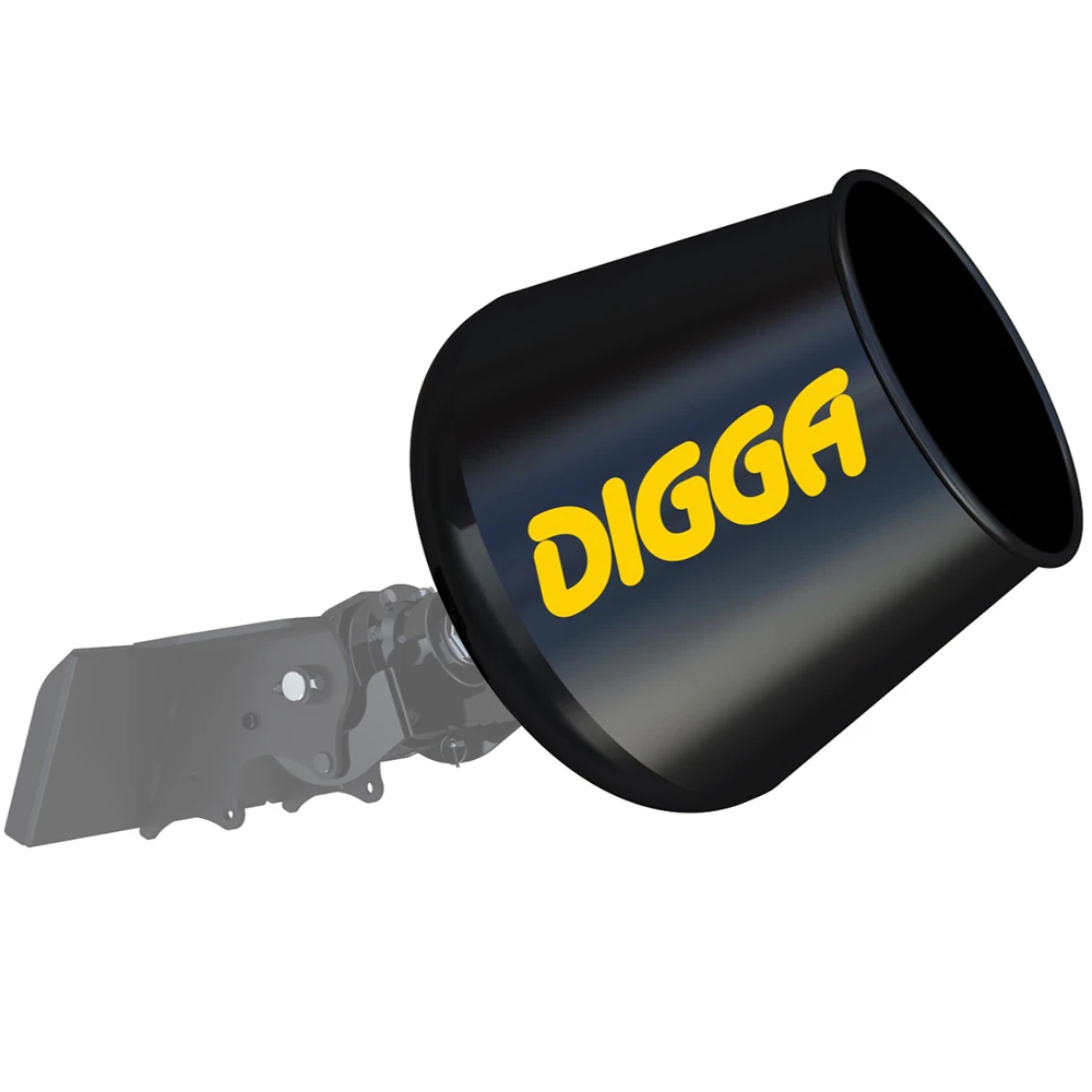 Digga cement mixer attachment with mounting cradle on a white background