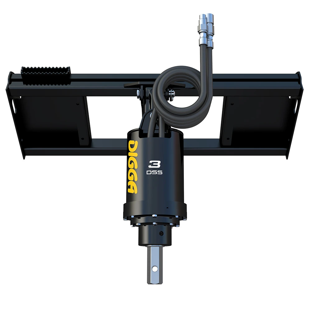 Digga 3DSS skid steer auger drive mounted to a universal skid steer frame