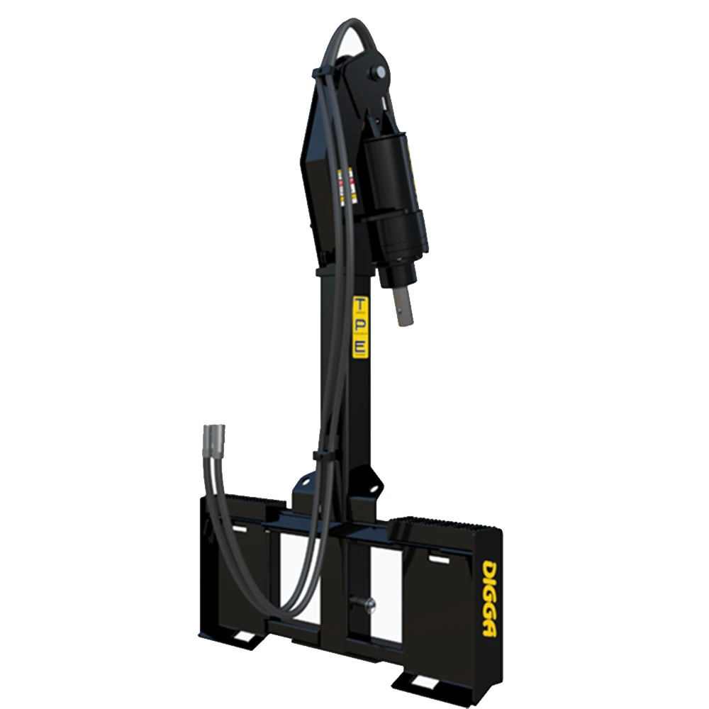 Digga TPE telescopic skid steer auger drive frame with hydraulic hoses and auger drive