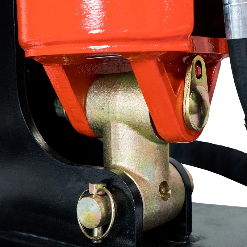 Close-up of Eterra excavator auger drive pivot connection and mounting hardware