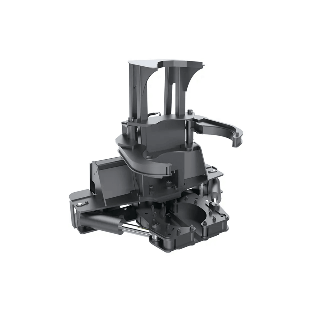 Maxx Timberwolf tree shear showing the grapple assembly, cutting jaws, and hydraulic cylinder