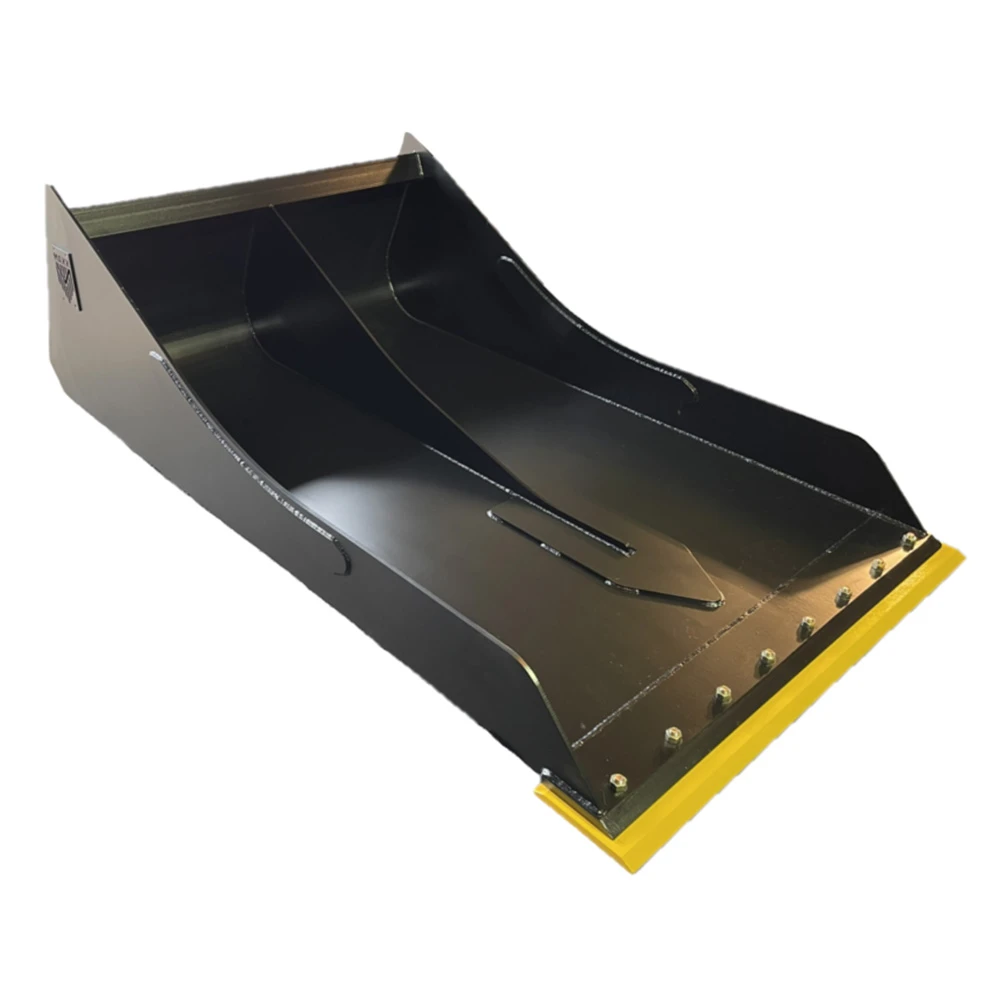 Maxx Attachments Conveyor Cleaning Bucket with extended floor and replaceable bolt-on cutting edge