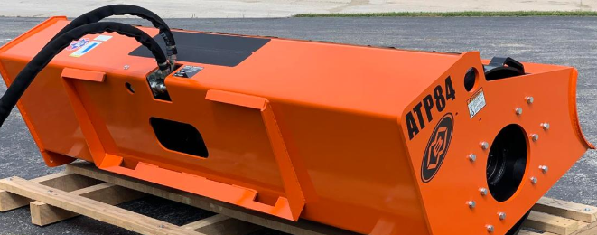 MBW ATP84 padded drum skid steer vibratory roller attachment with 84-inch working width