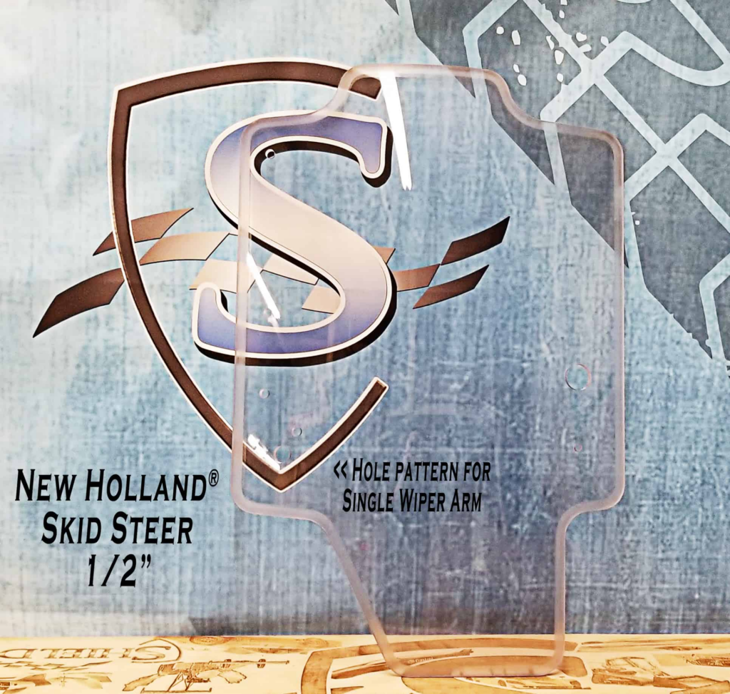 SHIELDS Case and New Holland half-inch polycarbonate windshield with the single-wiper hole pattern