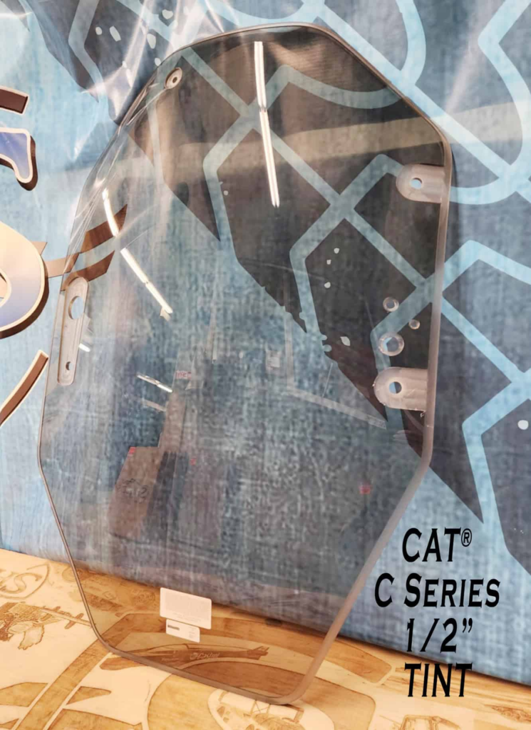 SHIELDS CAT C Series half-inch tinted polycarbonate skid steer windshield