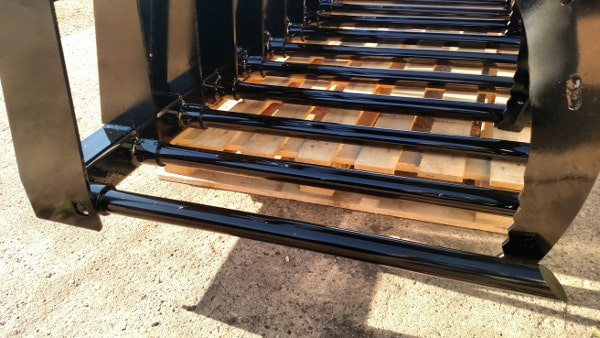 Close-up of steel tine spacing on Stinger manure tine grapple