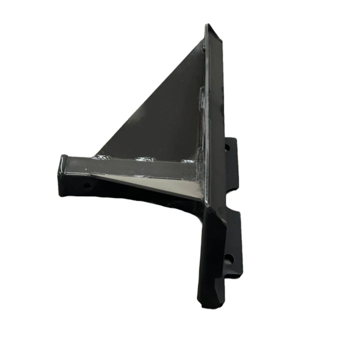 Side view of the Stout mini skid steer receiver hitch showing the reinforced receiver tube and mounting plate